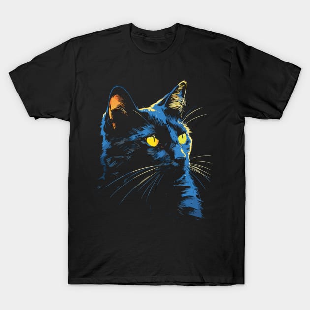 Kawaii Anime Cat Gifts Men Kids Women Black Cat T-Shirt by KsuAnn